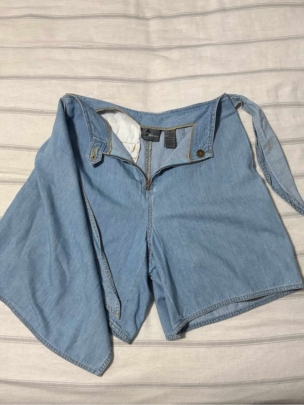 Light Wash Denim Skort with Wrap Overlay